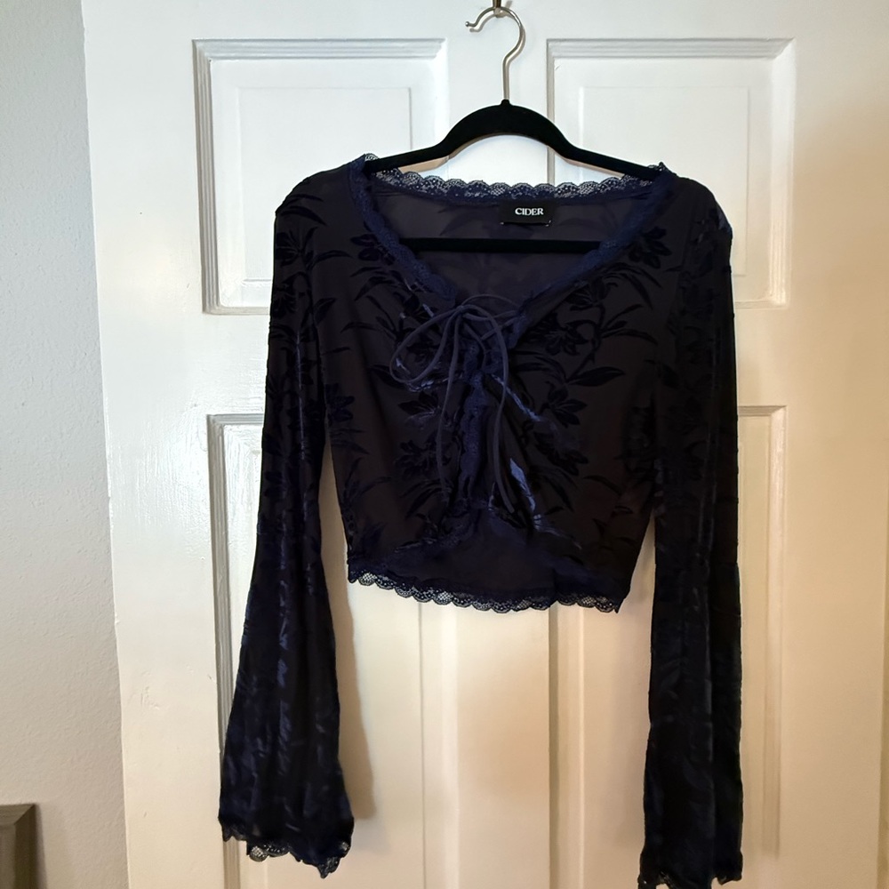 Women's Navy Blue Lace Top